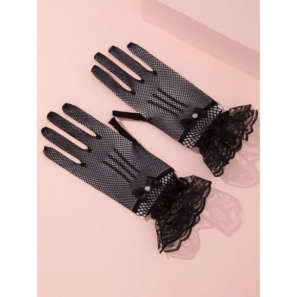 ? 2PCS Pinup Retro Vintage Classy 1950s Black Hat Gloves Accessories Set NEW main image 13